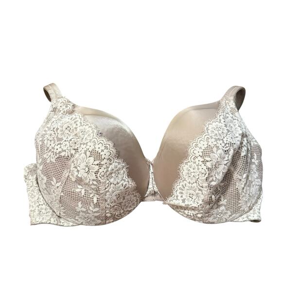 Cacique by Lane Bryant Beige Lace Lightly Lined Full Coverage Bra Size 42F - Picture 1 of 8
